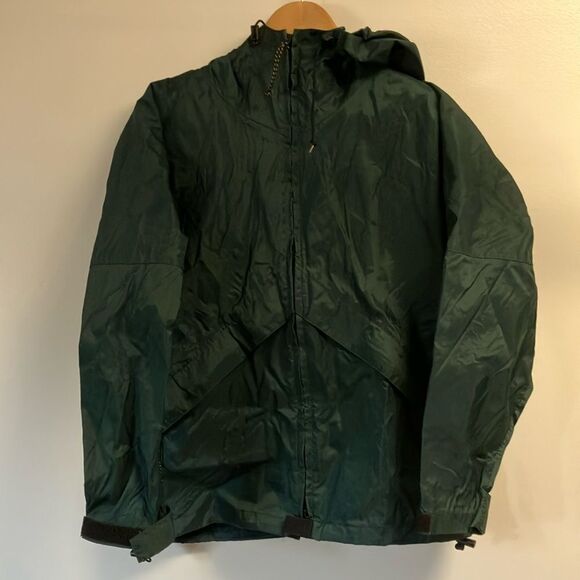 LL bean woman’s small vintage Green Hooded rain jacket Jacket - Picture 1 of 8
